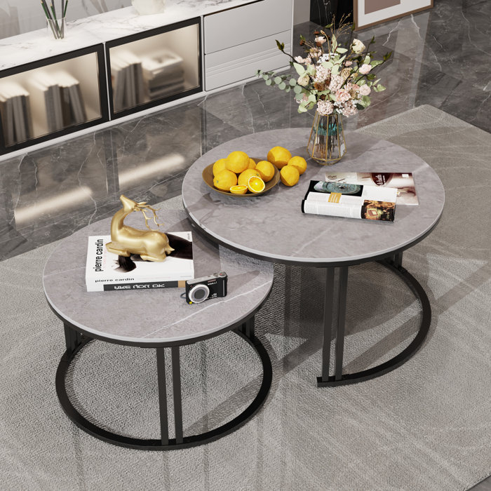 Ivy Bronx Jakesha Stone Top Nesting Coffee Table & Reviews | Wayfair